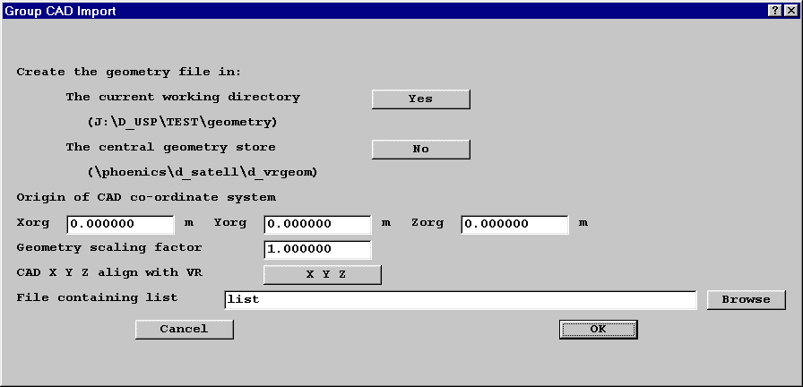 Group CAD Import Dialog