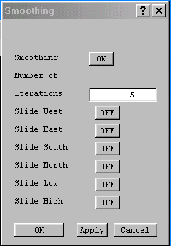 The smoothing dialog